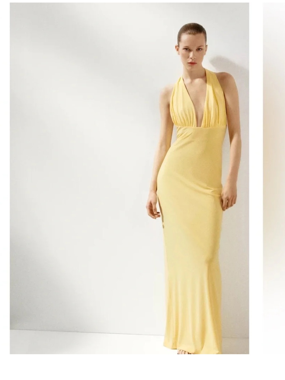 Zara Yellow Halter-Neck Maxi Dress